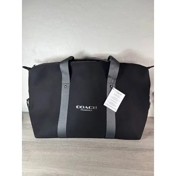 New! Coach Fragrance Duffle Black Weekender Carry-on Gym Shoulder bag **READ** - Picture 1 of 6